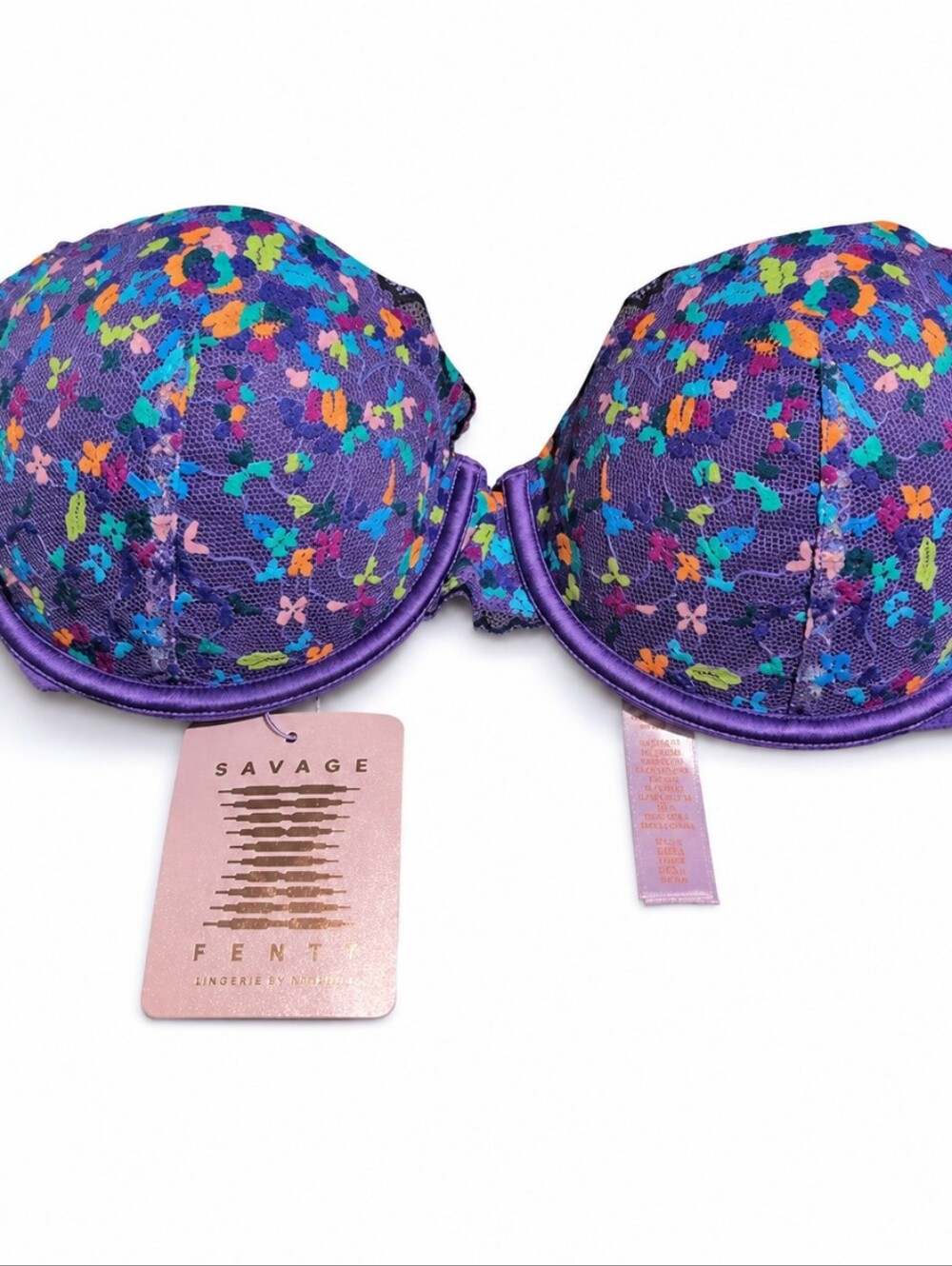 Savage X Fenty Unlined Lace Bra 34DD NWT Confetti